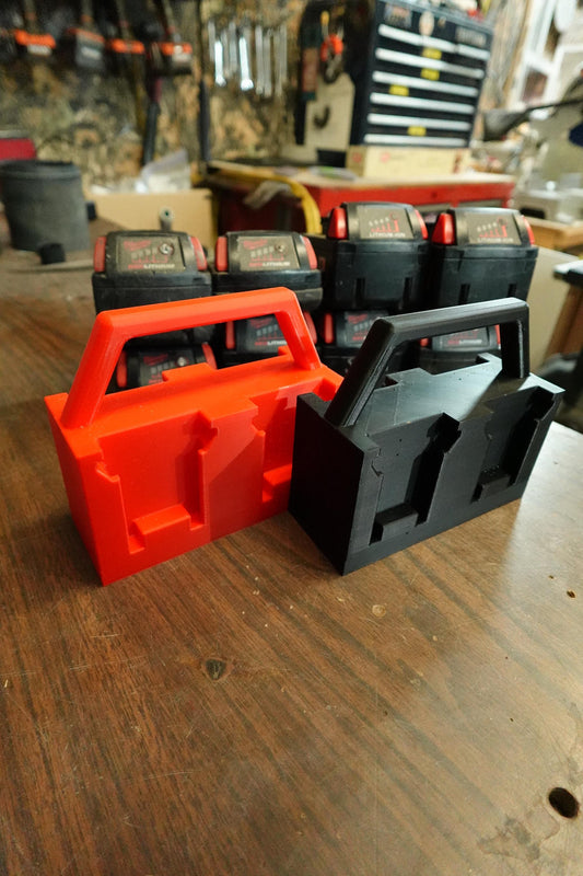 Battery Caddy Compatible with Milwaukee M18 Batteries| Holds 4 Batteries | 18V Tool Holder, Workshop Storage & Organization