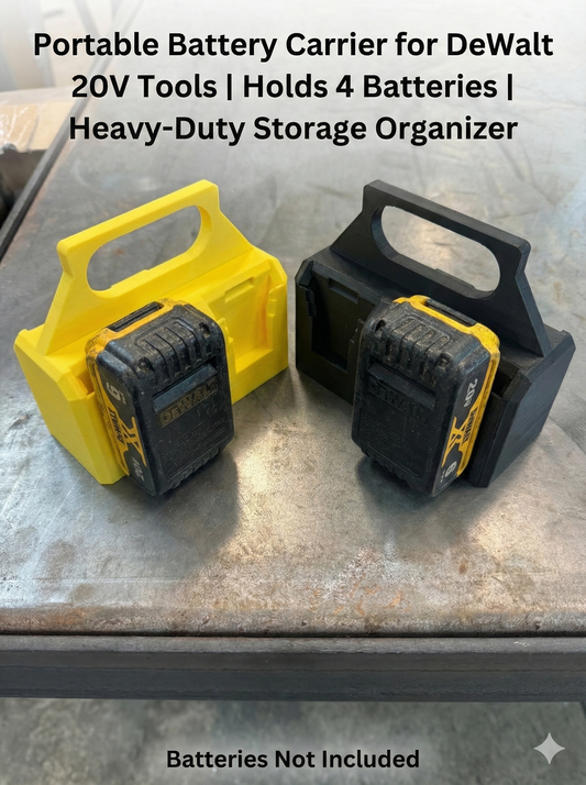 Battery Caddy compatible with DeWalt 20V Batteries | Holds 4 Batteries | Heavy-Duty Storage Organizer