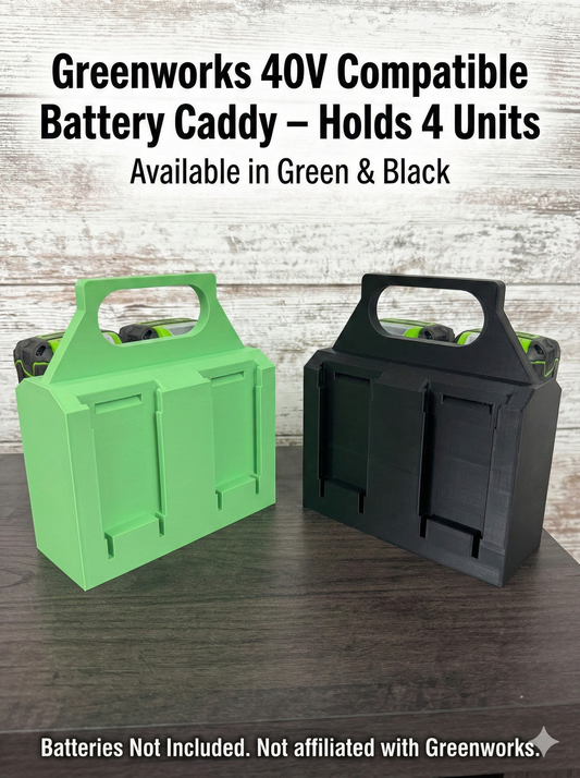 Battery Caddy Compatible with Greenworks 40V Batteries – Holds 4 Units