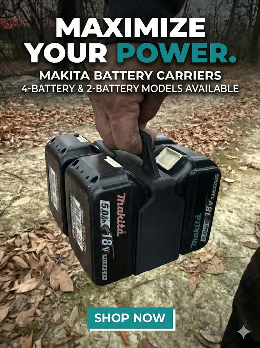 Battery Caddy Compatible with Makita 18V Batteries - Power Tool Battery Organizer - Holds 4 Batteries